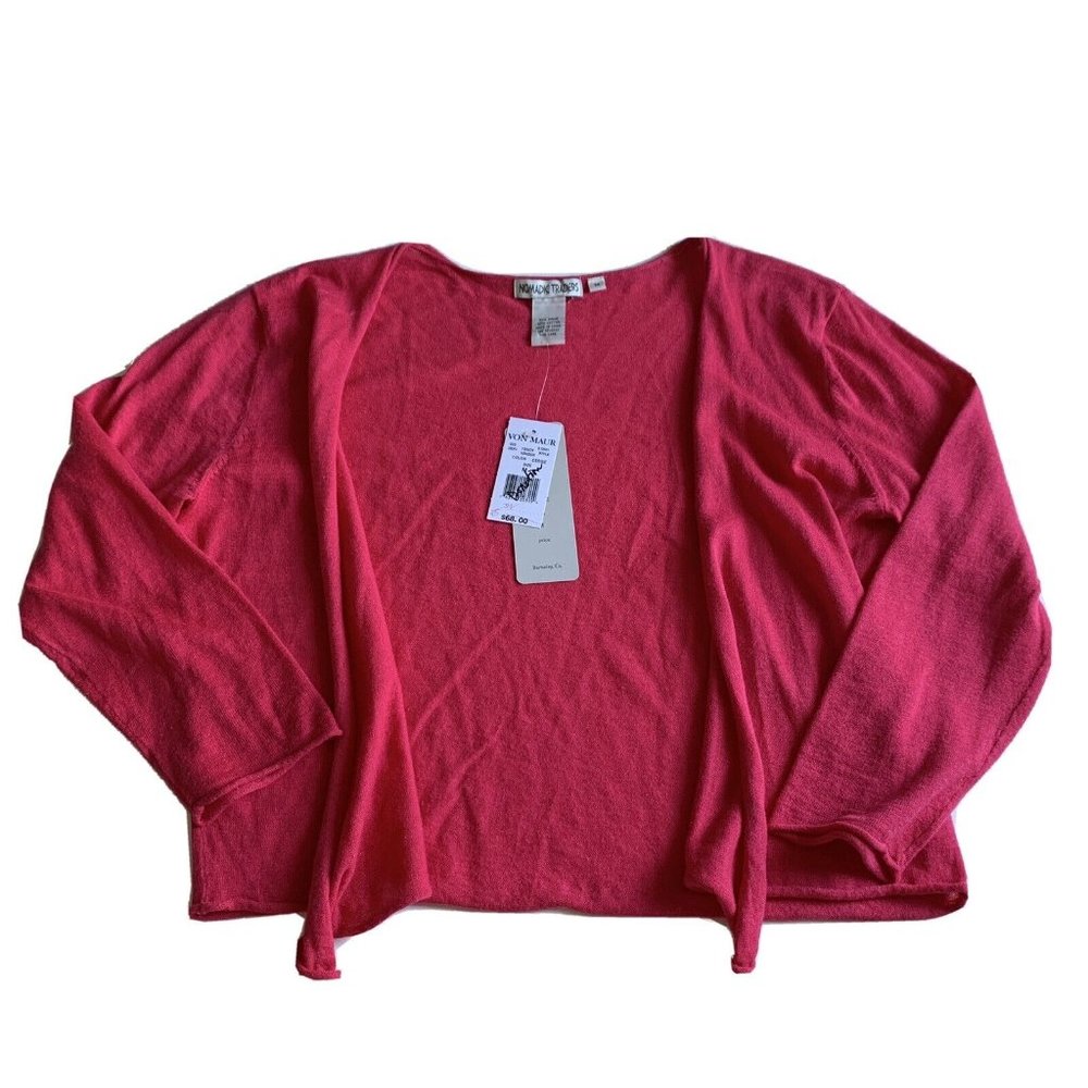 Nomadic Traders NWT Cardigan Pink Ramie Blend Open Front Size Medium
